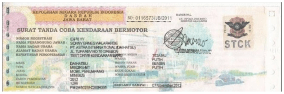 nde cargo surat jalan motor baru